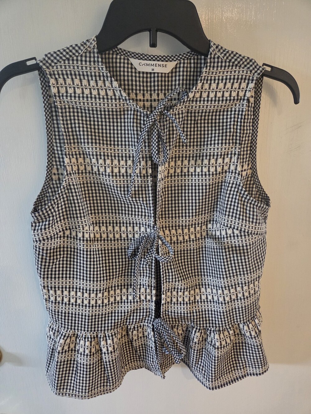 Commense Gingham Bow Top